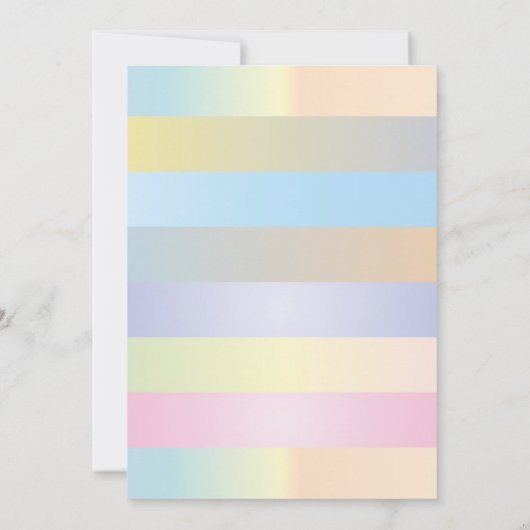 ユニコーンの漫画動物のパステル調の女の子の第1誕生日 招待状 (裏面)