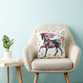 ユニコーンの濃紺の虹の花 クッション (椅子)