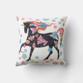 ユニコーンの濃紺の虹の花 クッション (裏面)