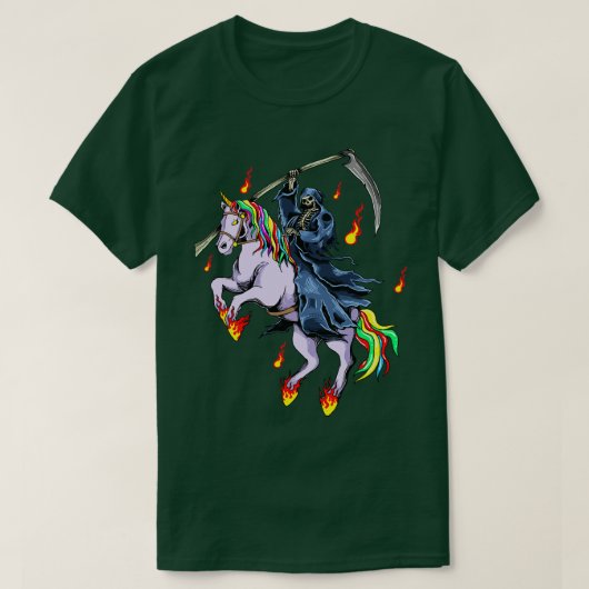 ユニコーンの火で死神 Tシャツ (デザイン正面)