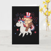 ユニコーンの猿で4thオブジュライの花火を祝おう カード (黄色い花)
