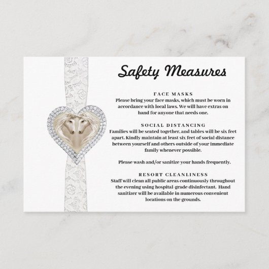 ユニコーンの白いレースの安全対策 エンクロージャーカード (正面)