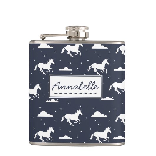 ユニコーンの真夜中の空パターン フラスク (正面)