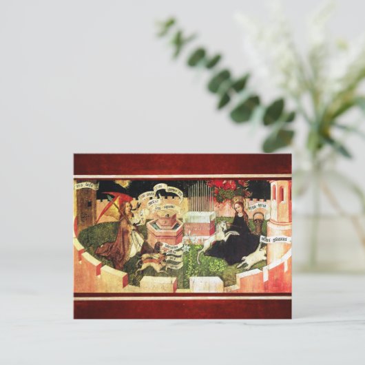 ユニコーンの神秘的な狩りとしての受胎告知 ポストカード (スタンド正面)