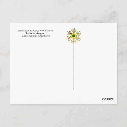 ユニコーンの神秘的な狩りとしての受胎告知 ポストカード (裏面)