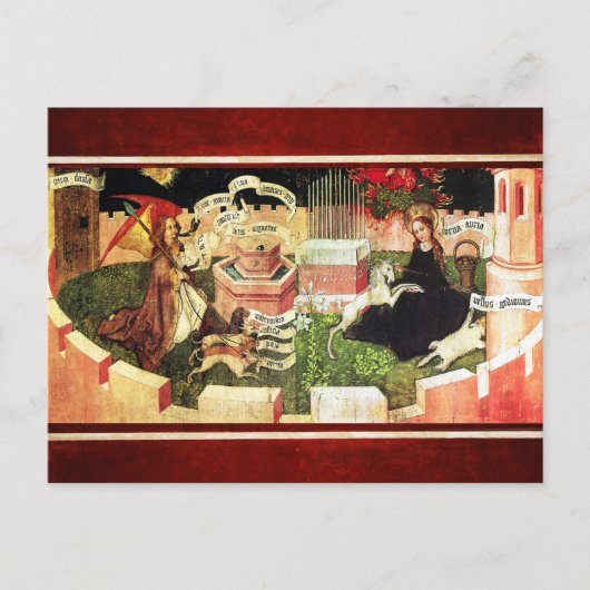 ユニコーンの神秘的な狩りとしての受胎告知 ポストカード (正面)