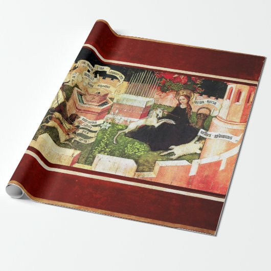 ユニコーンの神秘的な狩りとしての受胎告知 ラッピングペーパー (アンロールド)