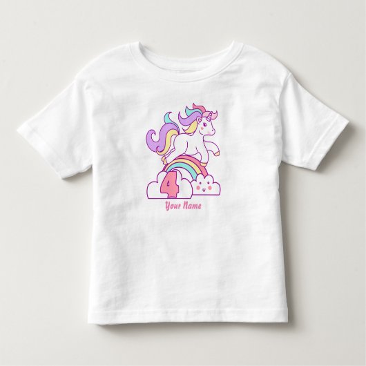 ユニコーンの第4誕生日 トドラーTシャツ (正面)