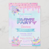 ユニコーンの粘着物のバースデーパーティ招待状、招待 招待状 (正面/裏面)