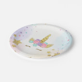 ユニコーンの紙皿のピンクの金ゴールドの魔法の誕生日 ペーパープレート (アングル)