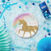 ユニコーンの紙皿、ピンク及び金ゴールドのパーティー ペーパープレート (パーティー)