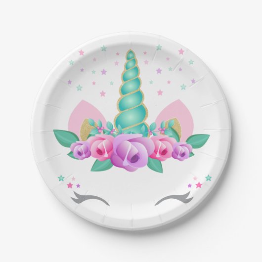 ユニコーンの紙皿、ユニコーンのパーティーのプレート ペーパープレート (正面)