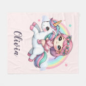 ユニコーンの素敵なベビーガール フリースブランケット (正面(横))