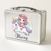 ユニコーンの素敵なベビーガール メタルランチボックス (正面)