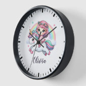 ユニコーンの素敵なベビーガール 壁時計 (傾斜)