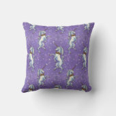 ユニコーンの紫色のグリッターの繰り返し クッション (裏面)