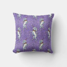 ユニコーンの紫色のグリッターの繰り返し クッション