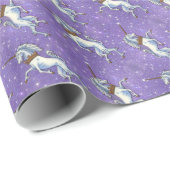 ユニコーンの紫色のフェイクなグリッター ラッピングペーパー (ロールコーナー)