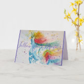 ユニコーンの絵の誕生日カード 夢を追え カード (黄色い花)