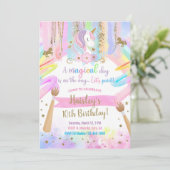 ユニコーンの絵, 絵画, 女の子の誕生日招待状。 招待状 (スタンド正面)
