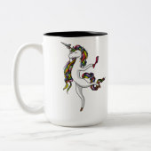 ユニコーンの美容院の美容師の魔法のファッション ツートーンマグカップ (左)