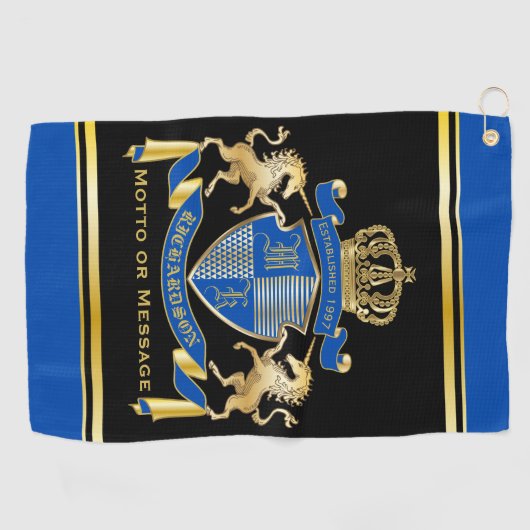 ユニコーンの腕章を青い紋章にする ゴルフタオル (横)