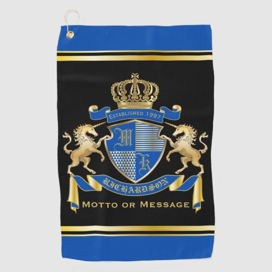 ユニコーンの腕章を青い紋章にする ゴルフタオル (正面)