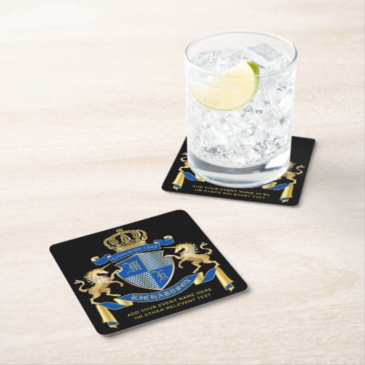 ユニコーンの腕章を青い紋章にする スクエアペーパーコースター (インサイチュ)