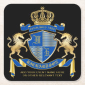 ユニコーンの腕章を青い紋章にする スクエアペーパーコースター (正面)