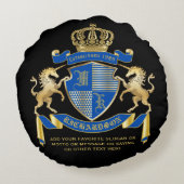 ユニコーンの腕章を青い紋章にする ラウンドクッション (裏面)