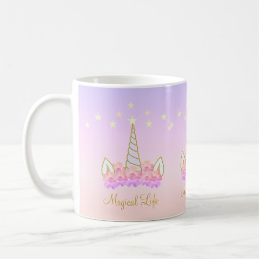 ユニコーンの花と星 コーヒーマグカップ (左)
