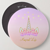 ユニコーンの花と星 缶バッジ (正面&裏面)
