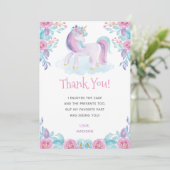 ユニコーンの花柄のサンキューカード サンキューカード (スタンド正面)