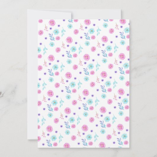 ユニコーンの花柄のサンキューカード サンキューカード (裏面)