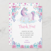 ユニコーンの花柄のサンキューカード サンキューカード (正面/裏面)