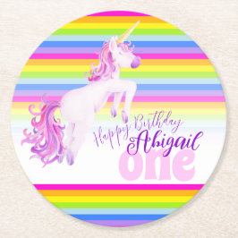 ユニコーンの虹の第1誕生会のコースター ラウンドペーパーコースター