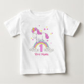 ユニコーンの虹の第1誕生会 ベビーTシャツ (正面)