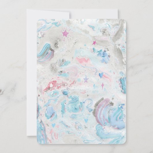ユニコーンの虹の誕生日のパーティの招待状 招待状 (裏面)