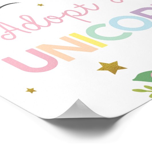 ユニコーンの虹の誕生日パーティーサインを採用する ポスター (角)