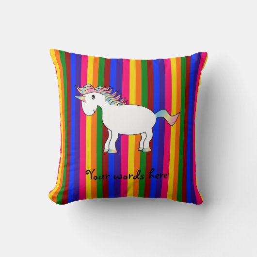 ユニコーンの虹は縞で飾ります クッション (正面)
