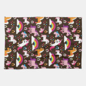 ユニコーンの虹は背景の馬をからかいます キッチンタオル (横)