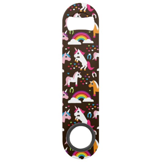 ユニコーンの虹は背景の馬をからかいます スピード栓抜き (正面)