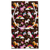 ユニコーンの虹は背景の馬をからかいます スモールペーパーバッグ (裏面)