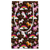 ユニコーンの虹は背景の馬をからかいます スモールペーパーバッグ (正面)