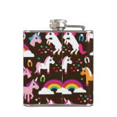 ユニコーンの虹は背景の馬をからかいます フラスク (裏面)