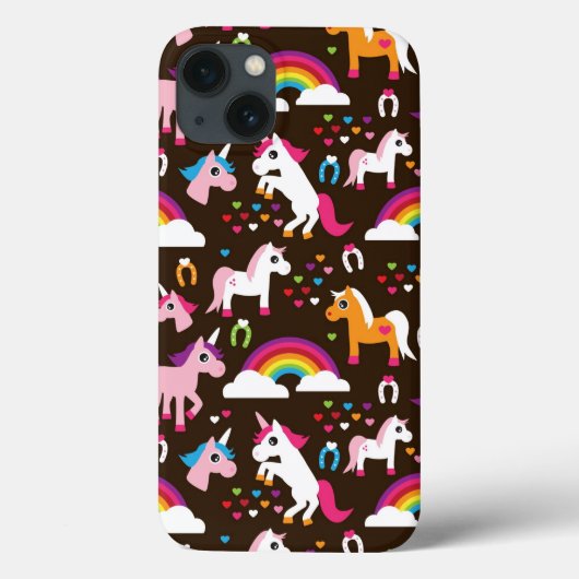 ユニコーンの虹は背景の馬をからかいます Case-Mate iPhoneケース (裏面)