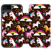 ユニコーンの虹は背景の馬をからかいます INCIPIO iPhoneウォレットケース (フォリオ Open)