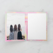 ユニコーンの虹大理石グリッターの誕生日写真グリッド カード (内部)