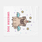 ユニコーンの虹犬 フリースブランケット (正面(横))