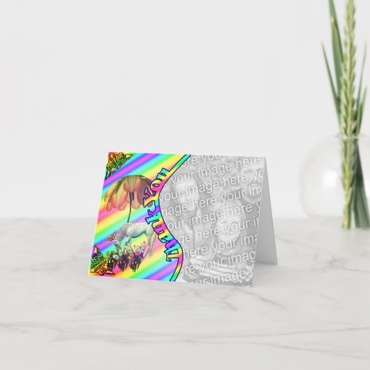 ユニコーンの蝶 感謝の写真カード サンキューカード (正面)